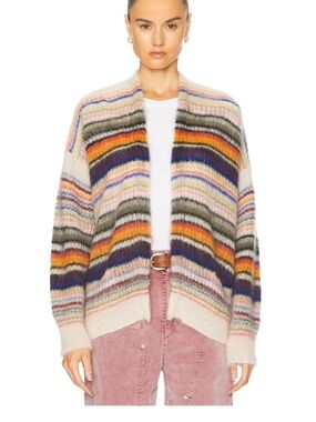 Isabel Marant Etoile Dana Cardigan Sweater Striped Multicolor